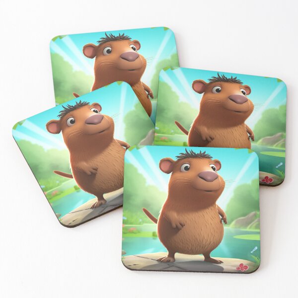 Item preview, capybara animated cartoon digital art designed and sold by DigitalPixelize.