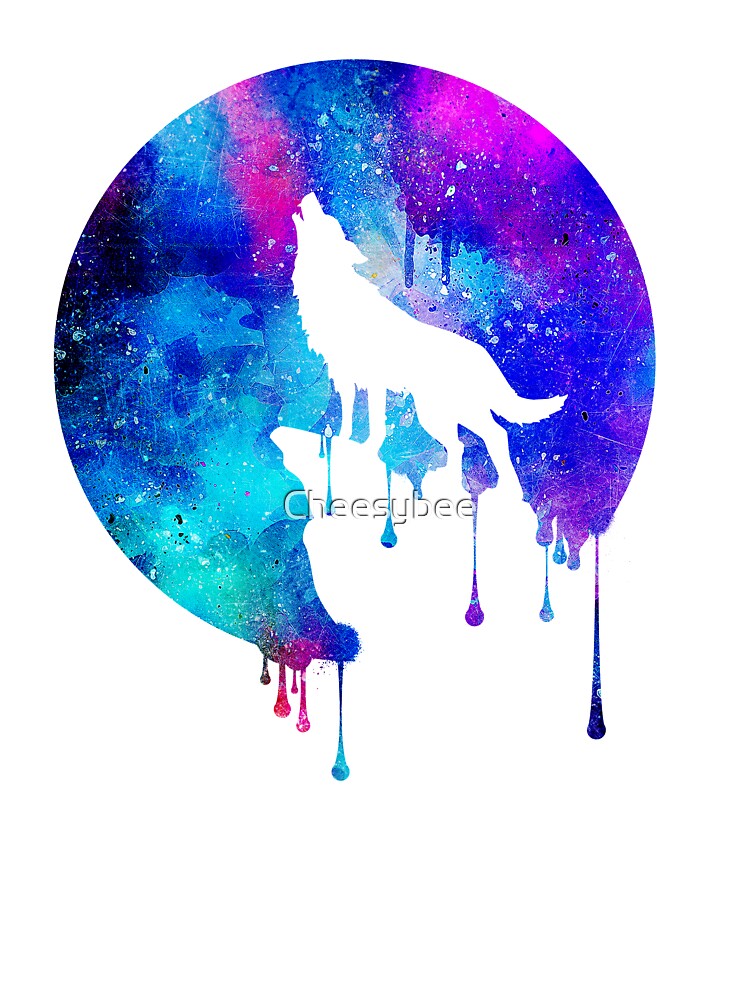 Howling Wolf Howling Wolf Full Moon Full Moon Watercolor Art Art Trend Splatter Gift Gift Galaxy Universe Space Kids T Shirt By Cheesybee Redbubble