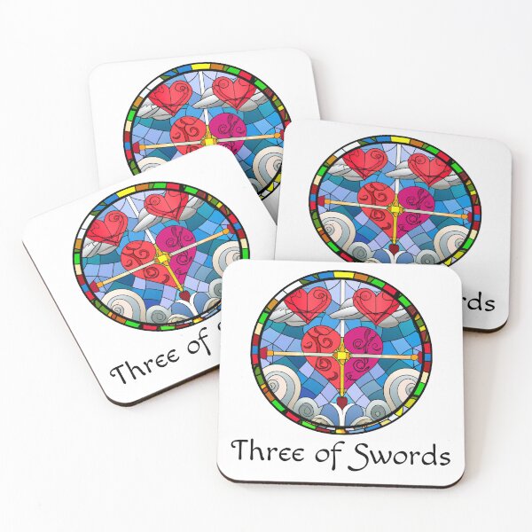 Item preview, Minor Arcana Three of Swords - Stained Glass Design for T-shirt, stickers and other accessories designed and sold by Pixel Waite.