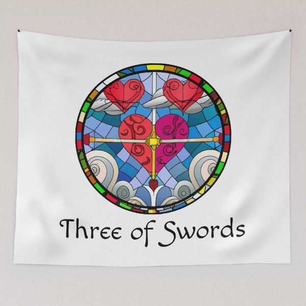 Item preview, Minor Arcana Three of Swords - Stained Glass Design for T-shirt, stickers and other accessories designed and sold by Pixel Waite.