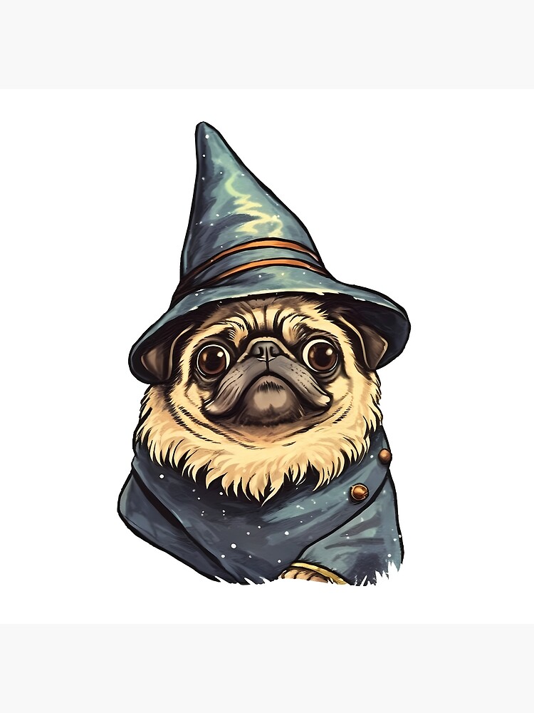 Cute Pug Wizard design Poster
