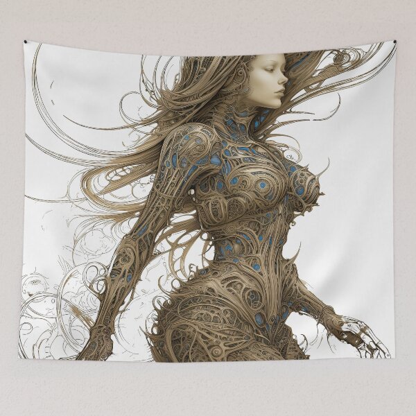 Item preview, The Cyborg Witch(no background)bold styles-dreamy mood-madness-abstract-detailed-epic-painterly designed and sold by Hermossa-Art.