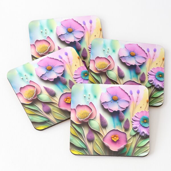 Item preview,  3D Watercolor flowers, pastel colors designed and sold by Inktown.