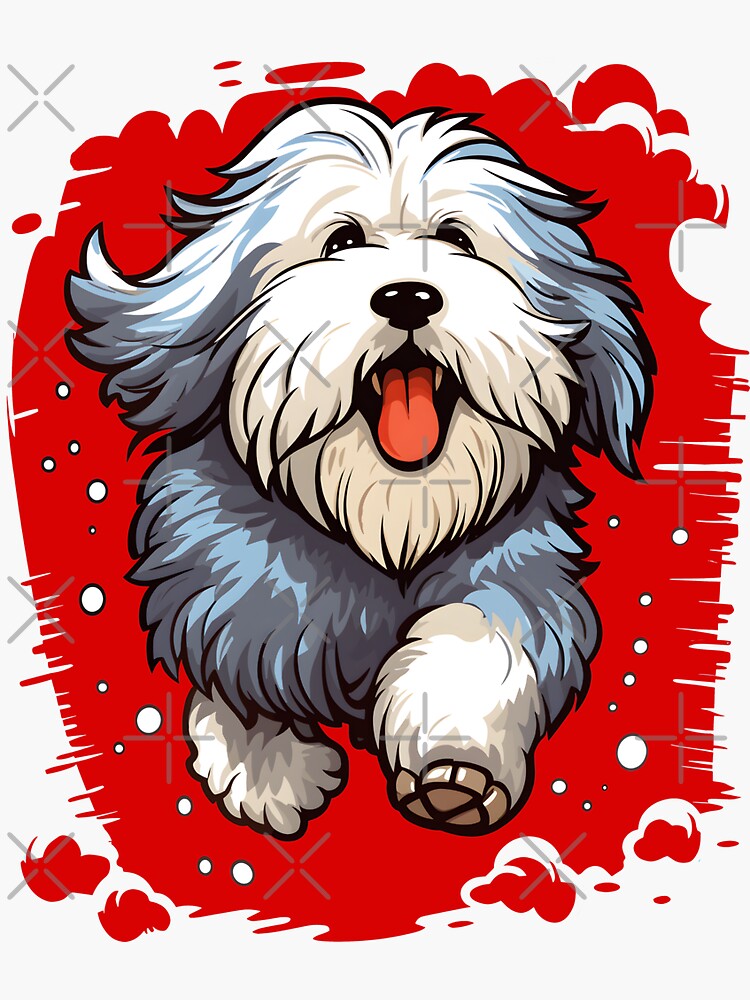 Old English Sheepdog Sticker for Sale by animalartbyjess