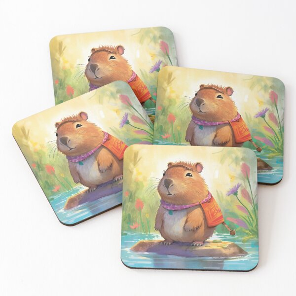 Item preview,  beautiful capybara with watercolors digital art designed and sold by DigitalPixelize.