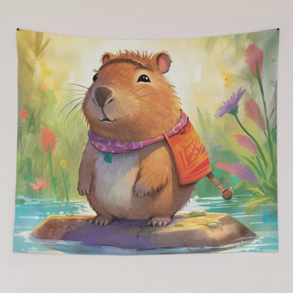 Item preview,  beautiful capybara with watercolors digital art designed and sold by DigitalPixelize.