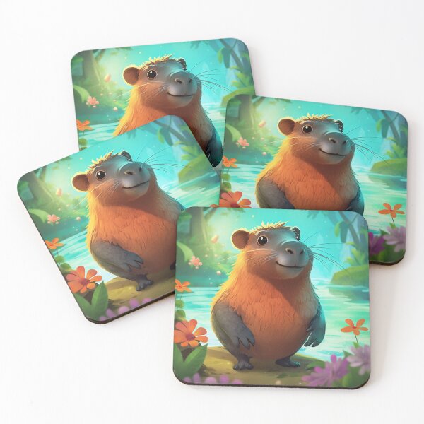 Item preview, beautiful capybara colored digital art designed and sold by DigitalPixelize.