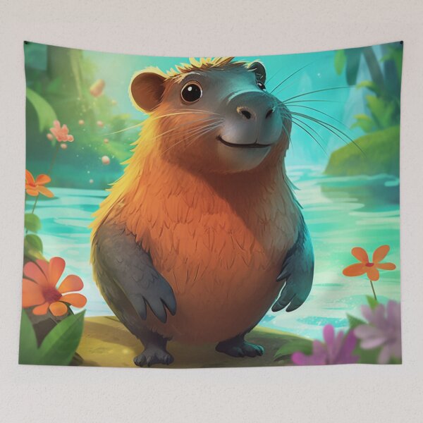 Item preview, beautiful capybara colored digital art designed and sold by DigitalPixelize.