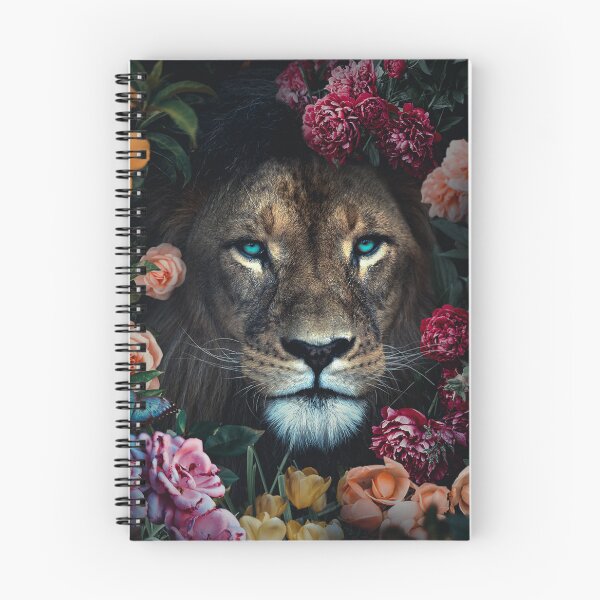 Aperçu de l'œuvre Lion avec des fleurs art imprimé mural créée et vendue par Subhrovision.