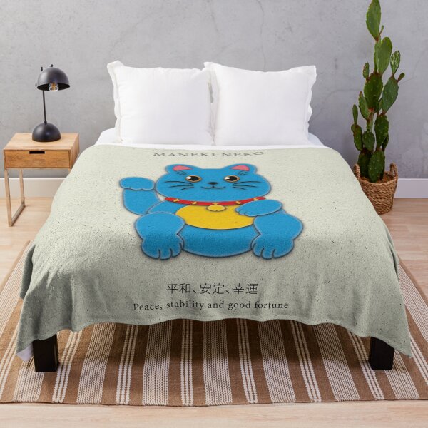 Item preview, Blue Maneki-Neko: Bringing Peace, Stability, and Good Fortune designed and sold by VRMediaDecor.