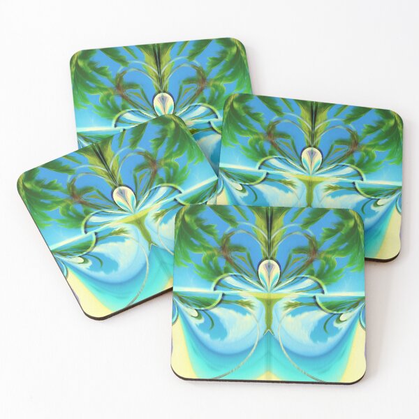 Item preview, Stunning relaxing geometric painting featuring an exotic summer vacation: Blue sky Beach Sun Coconut Sand - Inspiring gift idea to escape to paradise! designed and sold by Ralek.