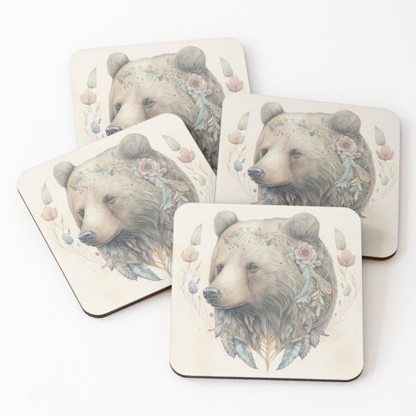 Item preview, AI illustration of a bear in a watercolour style designed and sold by ArtWorkbyAI.
