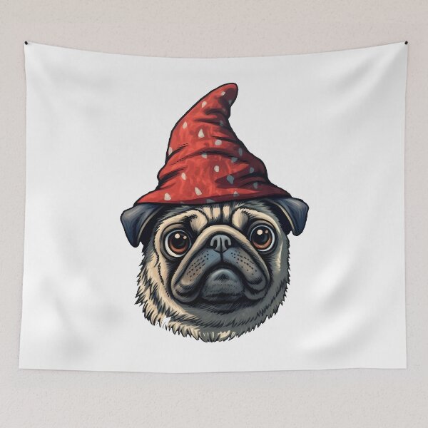 Item preview, Cute Pug Red Wizard design designed and sold by BrilliantTShop.