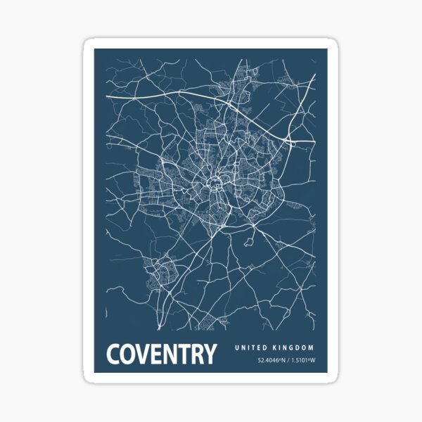 Item preview, Coventry Blueprint Street Map, Coventry Colour Map Prints designed and sold by phimhay23.