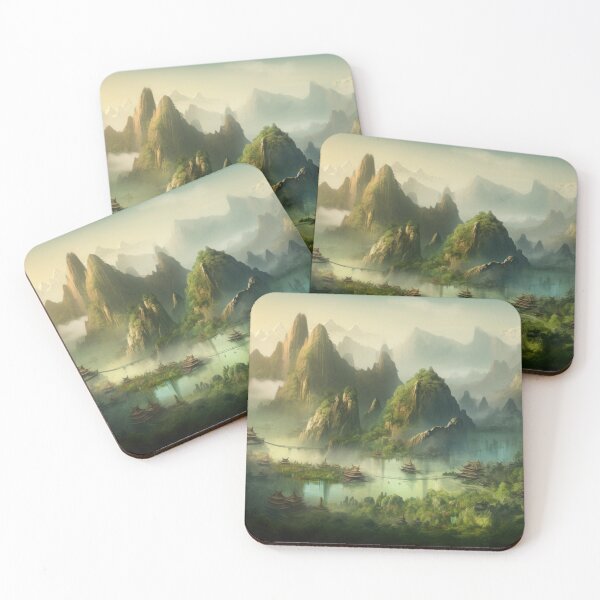 Item preview, Colourful Chinese Mountain Landscape designed and sold by NoWayy.