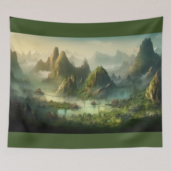 Item preview, Colourful Chinese Mountain Landscape designed and sold by NoWayy.