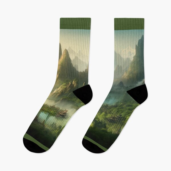 Item preview, Colourful Chinese Mountain Landscape designed and sold by NoWayy.