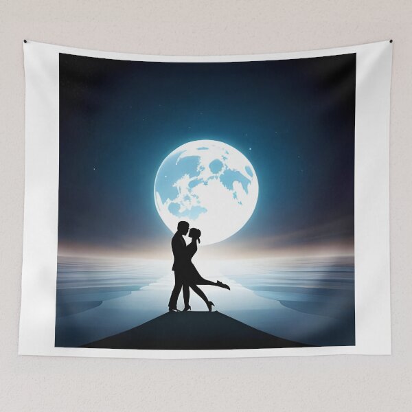 Item preview, Moonlit Melodies: Minimalistic Art of Dancing Duo in Serene Moonlight designed and sold by drinuxp.