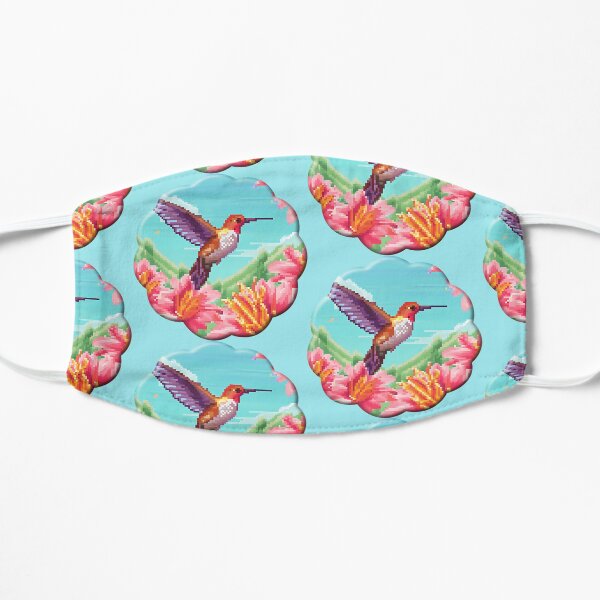 Pixelated Flutter: Beautiful Hummingbird Flat Mask
