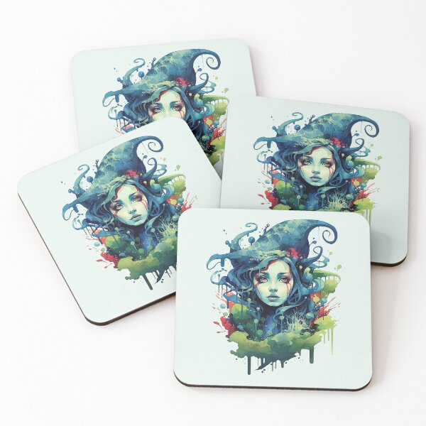 Item preview, Beautiful Green Witch Watercolor designed and sold by cetakulang.
