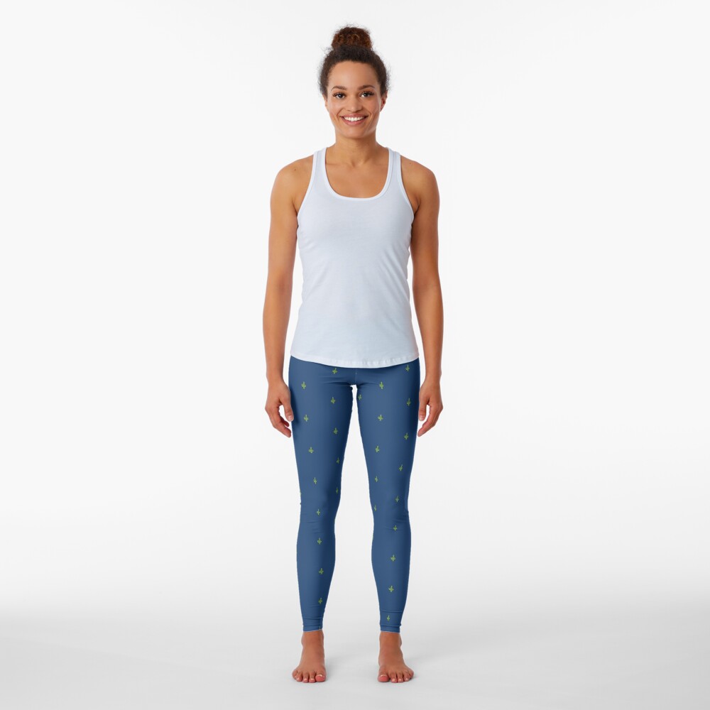 Succ It - Cute But Rude Cactus - Dark Blue - Tiled Leggings