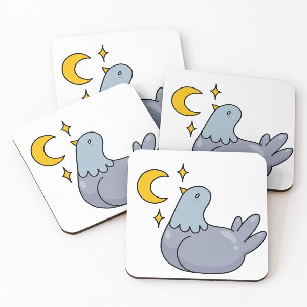 Item preview, Pigeon sitting bird with moon and stars illustration designed and sold by GingerandMilk.