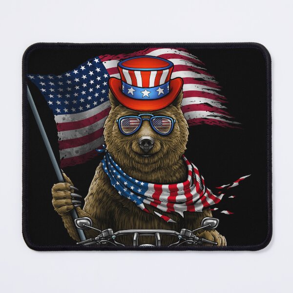 Item preview, American Patriotic Grizzly Bear Riding Chopper Motorcycle 4th of July designed and sold by lillyrise.