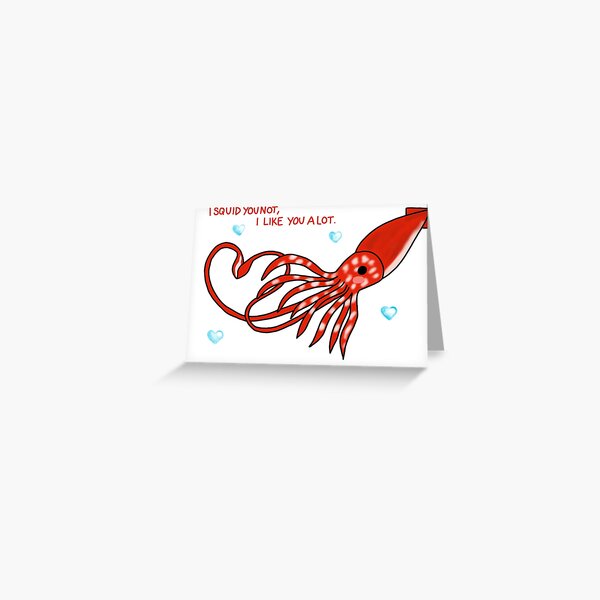 Item preview, Bashful Giant Squid Card designed and sold by merselbethmakes.