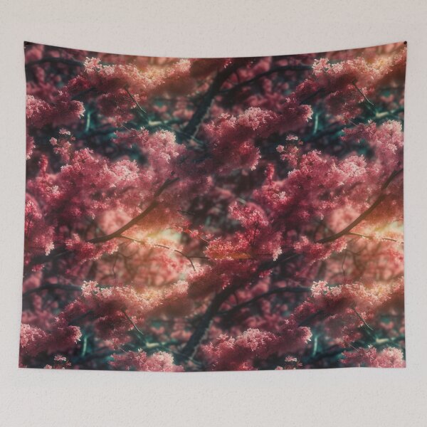 Item preview, Blossoming Splendor - Vibrant Cherry Blossom Digital Art Tile by State of Human designed and sold by stateofhuman.