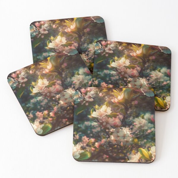 Item preview, Sunlit Apple Blossoms - Photorealistic Digital Art Tile by State of Human designed and sold by stateofhuman.