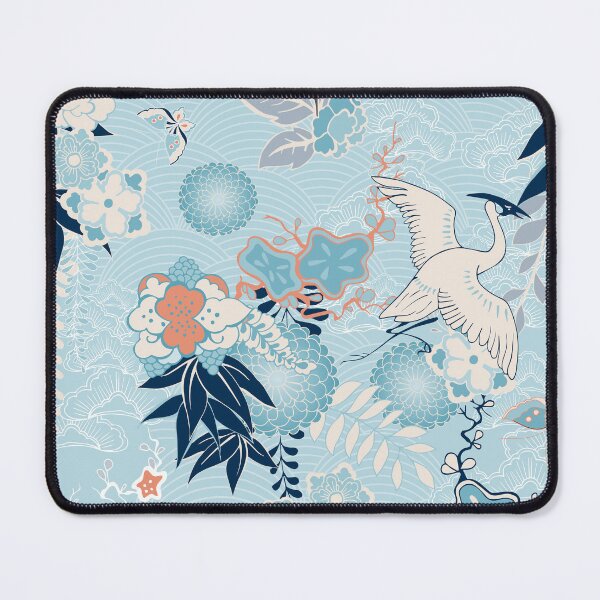 Item preview, Japanese Traditional Crane Pattern light Blue designed and sold by OneCreativeArt.