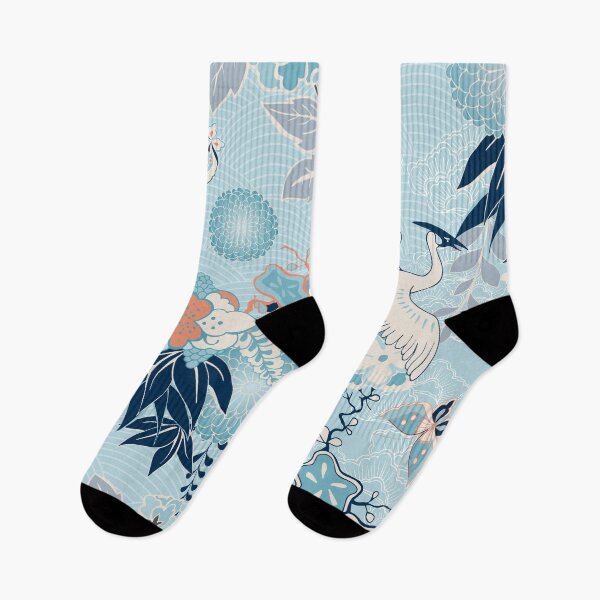 Item preview, Japanese Traditional Crane Pattern light Blue designed and sold by OneCreativeArt.