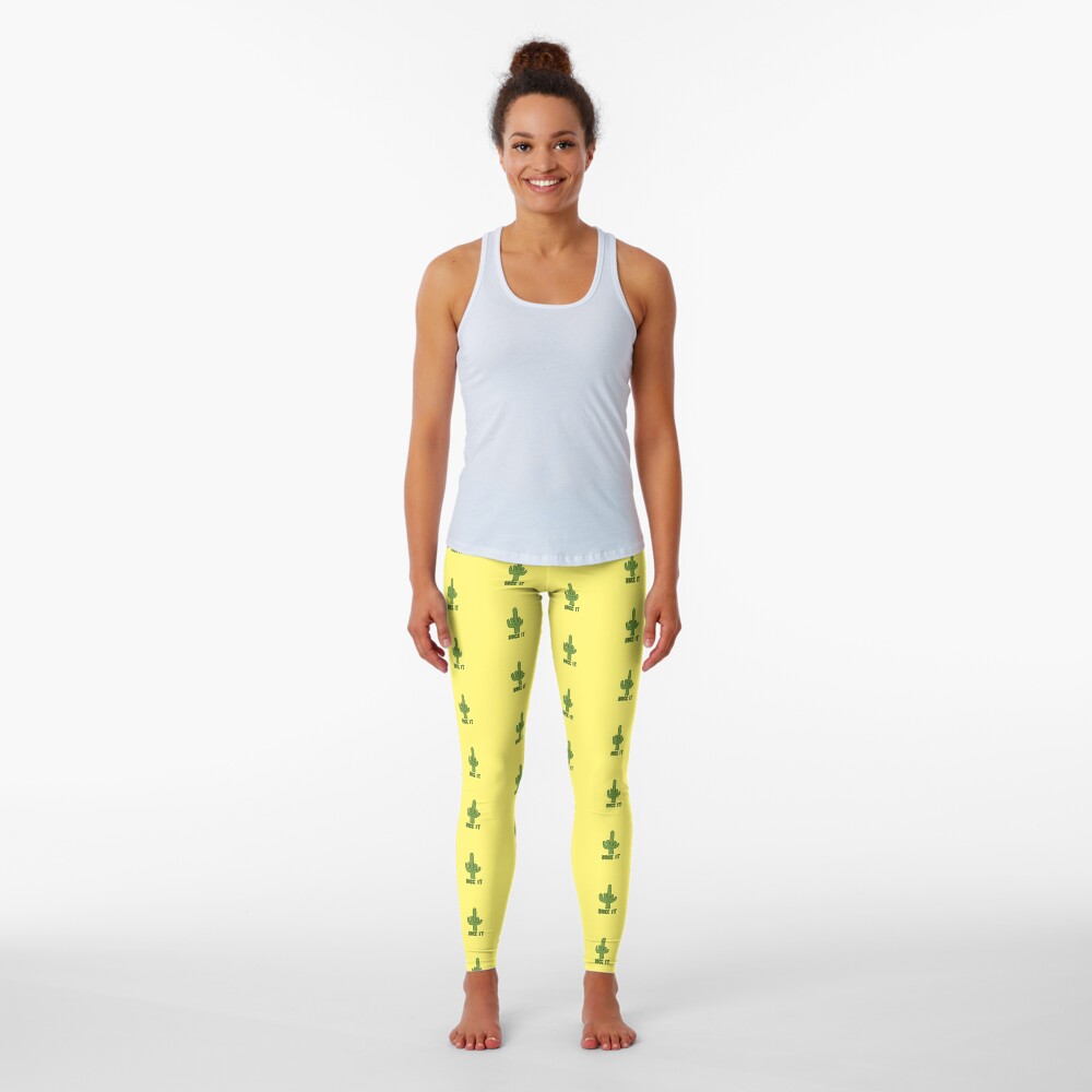 Succ It - Cute But Rude Cactus - Yellow Leggings