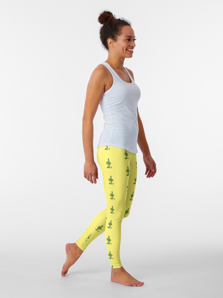 Alternate view of Succ It - Cute But Rude Cactus - Yellow Leggings