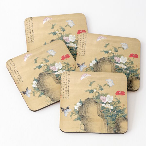 Item preview, Hanging scroll with poppies and butterflies | Yun Bing designed and sold by LaMadeleine.