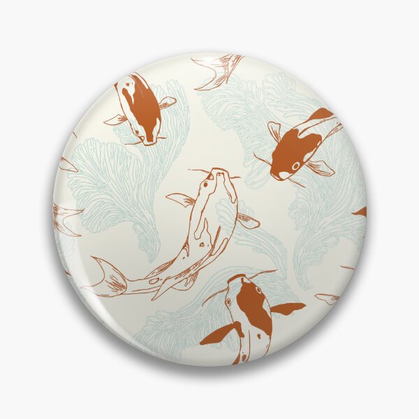 Item preview, Koi carp in orange rust, beige and light blue designed and sold by Katj-A-Studio.