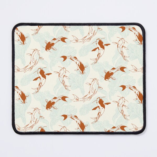 Item preview, Koi carp in orange rust, beige and light blue designed and sold by Katj-A-Studio.