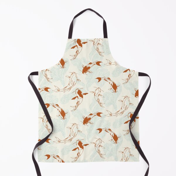Item preview, Koi carp in orange rust, beige and light blue designed and sold by Katj-A-Studio.