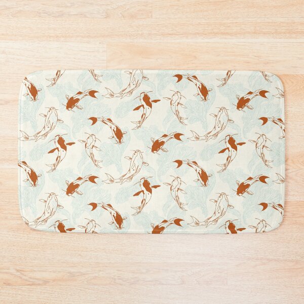 Item preview, Koi carp in orange rust, beige and light blue designed and sold by Katj-A-Studio.