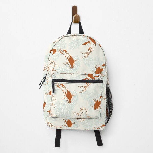 Item preview, Koi carp in orange rust, beige and light blue designed and sold by Katj-A-Studio.