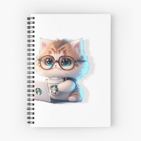 Item preview, adorable kitten with glasses drinking coffee designed and sold by tori-s02.