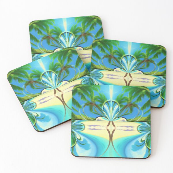 Item preview, Stunning relaxing geometric painting featuring an exotic summer vacation: Blue sky Beach Sun Coconut Sand - Inspiring gift idea to escape to paradise! designed and sold by Ralek.