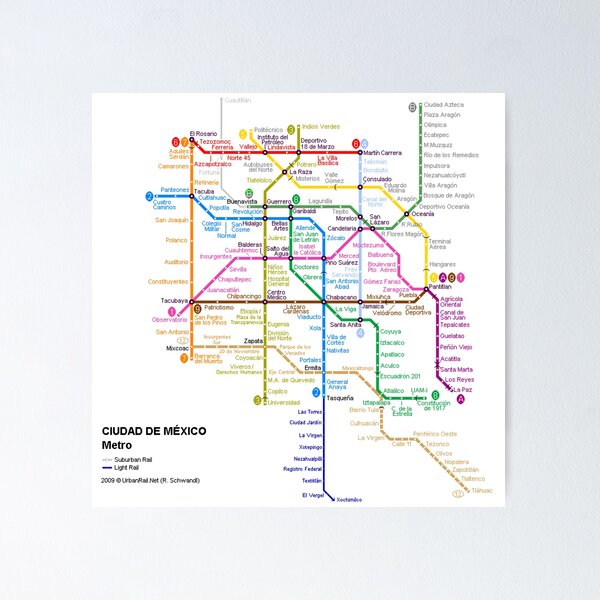 Item preview, Mexico City Train Metro Map designed and sold by KALEIDOSCOPE UK.