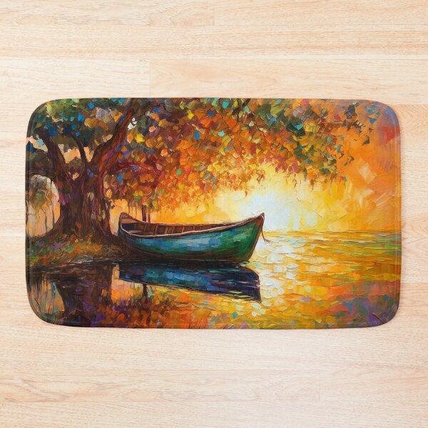 Item preview, Boat at tranquil sunset designed and sold by Red Witch Art.