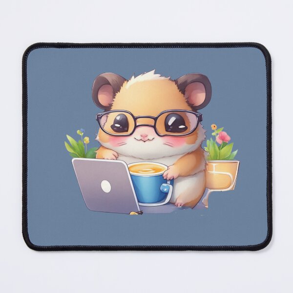 Item preview, adorable hamster with glasses drinking coffee designed and sold by tori-s02.