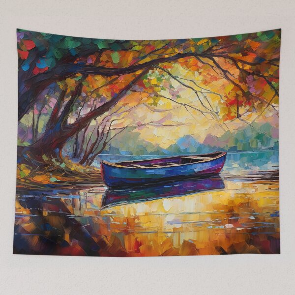 Item preview, Boat at tranquil sunset 1 designed and sold by Red Witch Art.