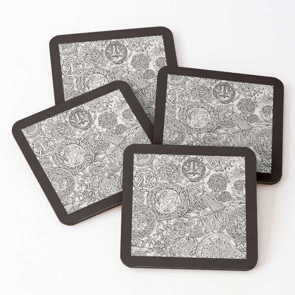 Item preview, Celtic Doodles - Monochromatic Celtic Symbolism Digital Art Tile by State of Human designed and sold by stateofhuman.