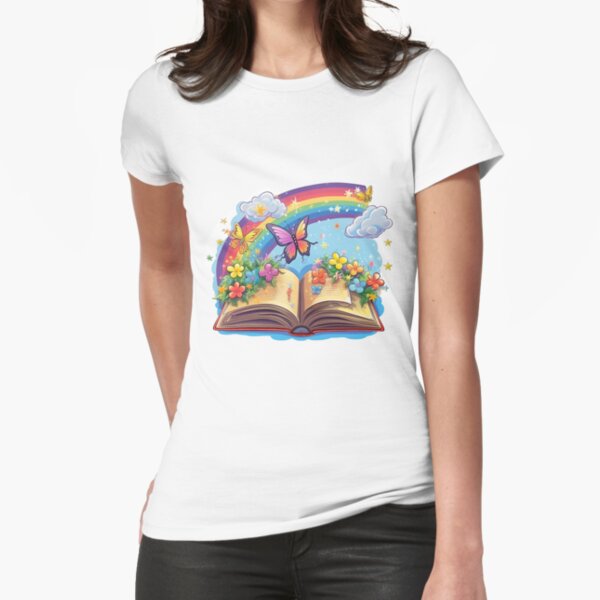 Girls Short Sleeve Book Rainbow Graphic Tee