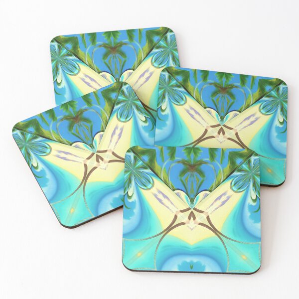 Item preview, Stunning relaxing geometric painting featuring an exotic summer vacation: Blue sky Beach Sun Coconut Sand - Inspiring gift idea to escape to paradise! designed and sold by Ralek.