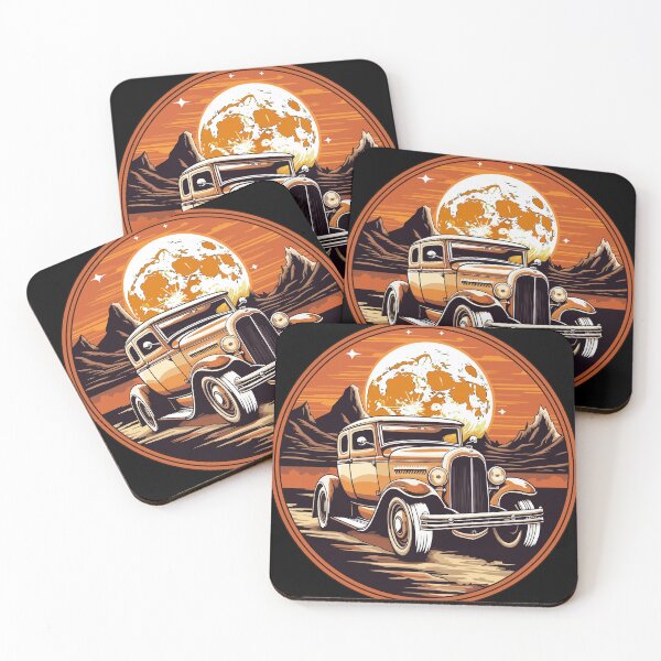 Item preview, Moonlit Journey - Vintage Car Cruising under the Full Moon designed and sold by Nordilandia.